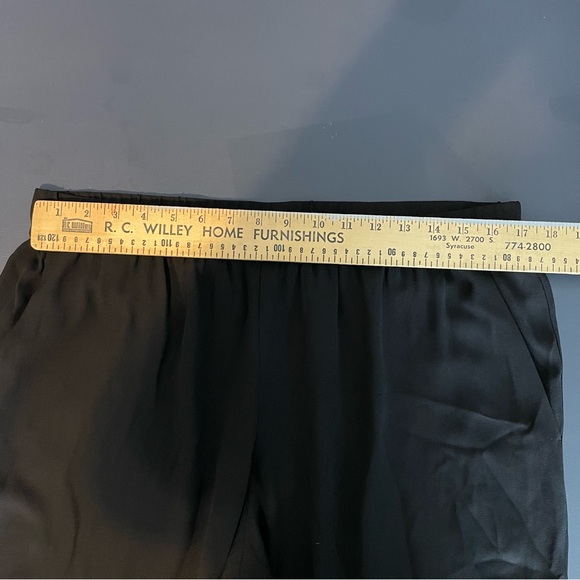 Eileen Fisher Silk Pants Womens large Black Wide Leg Pull On Crop Elastic - Picture 5 of 6